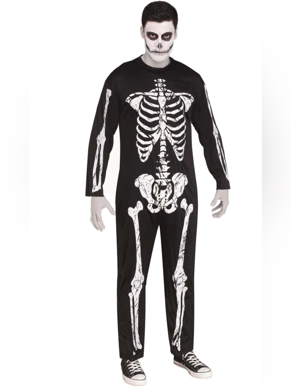 Black Skeleton Print Halloween Costume